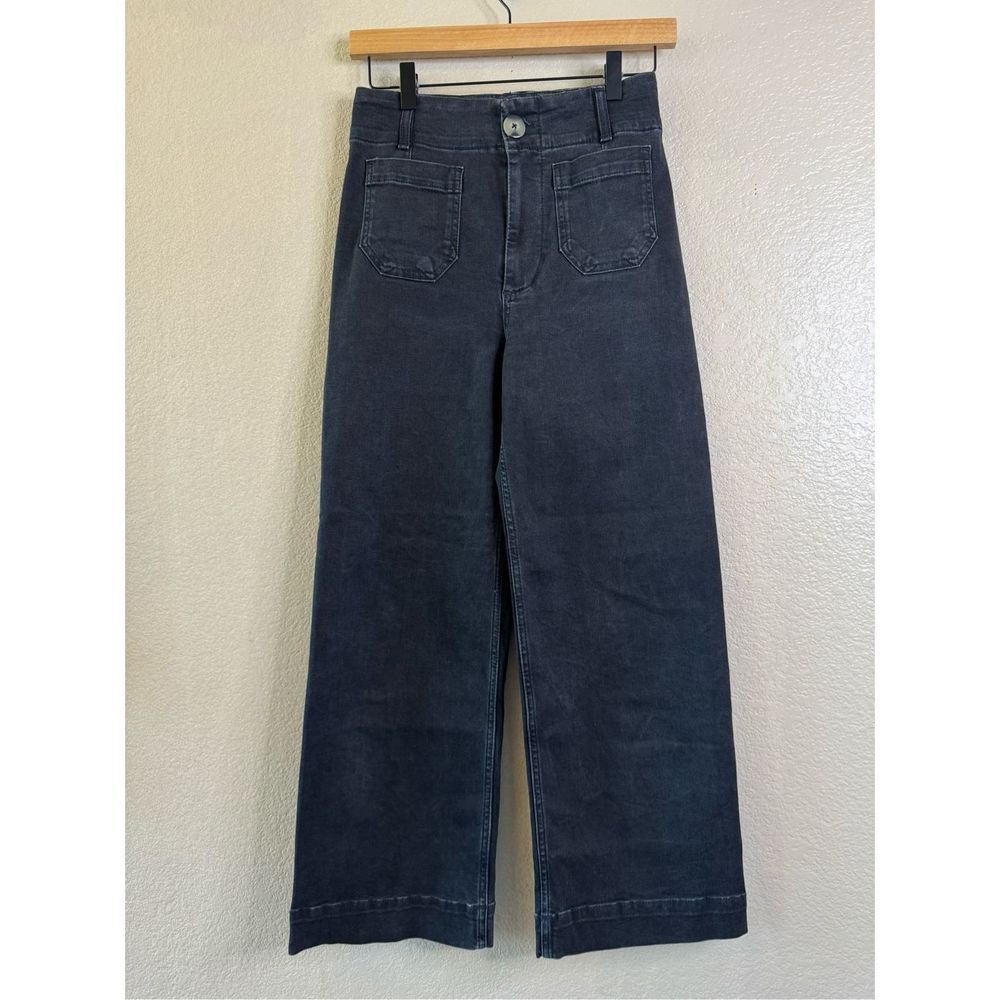 Pilcro Jeans Womens 25 Black Denim The Skipper High Rise Wide Leg Anthropologie
